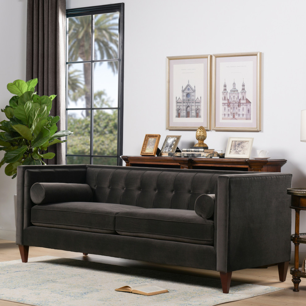 Jack 84 quotModern Tuxedo Tufted Sofa   Transitional   Sofas   by Jennifer Taylor Home  Houzz