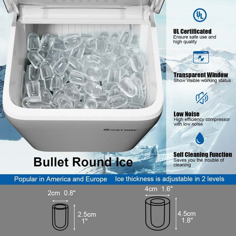 44LBS/24H Portable Ice Maker Countertop, Self-Clean Ice Machine for Home Bar Party