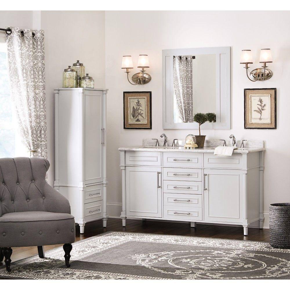 Home Decorators Collection Aberdeen 20-34 in. W x 14-12 in. D x 60 in. H Bathroom Linen Cabinet in Dove Grey 8104000270