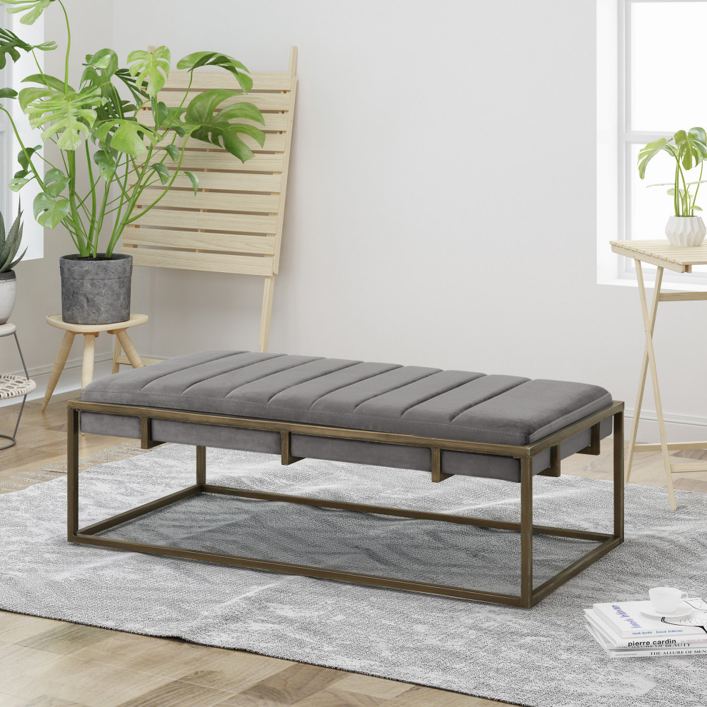 GDF Studio Vassy Modern Velvet Ottoman Bench   Transitional   Footstools And Ottomans   by GDFStudio  Houzz