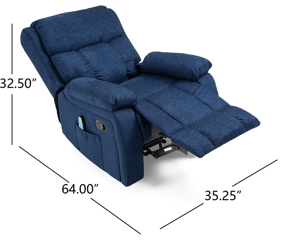 Contemporary Recliner Chair  Massage and Heat Functions With Remote Control   Transitional   Recliner Chairs   by Declusia  Houzz