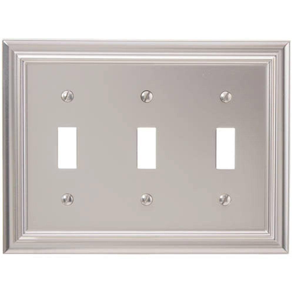 AMERELLE Continental 3 Gang Toggle Metal Wall Plate - Satin Nickel 94TTTN