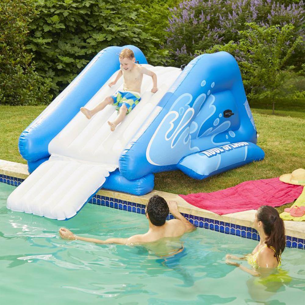 Intex Kool Splash Inflatable Play Center with 8.5 ft. x 5.75 ft. Swim Center Blue  White 58849EP + 56483EP