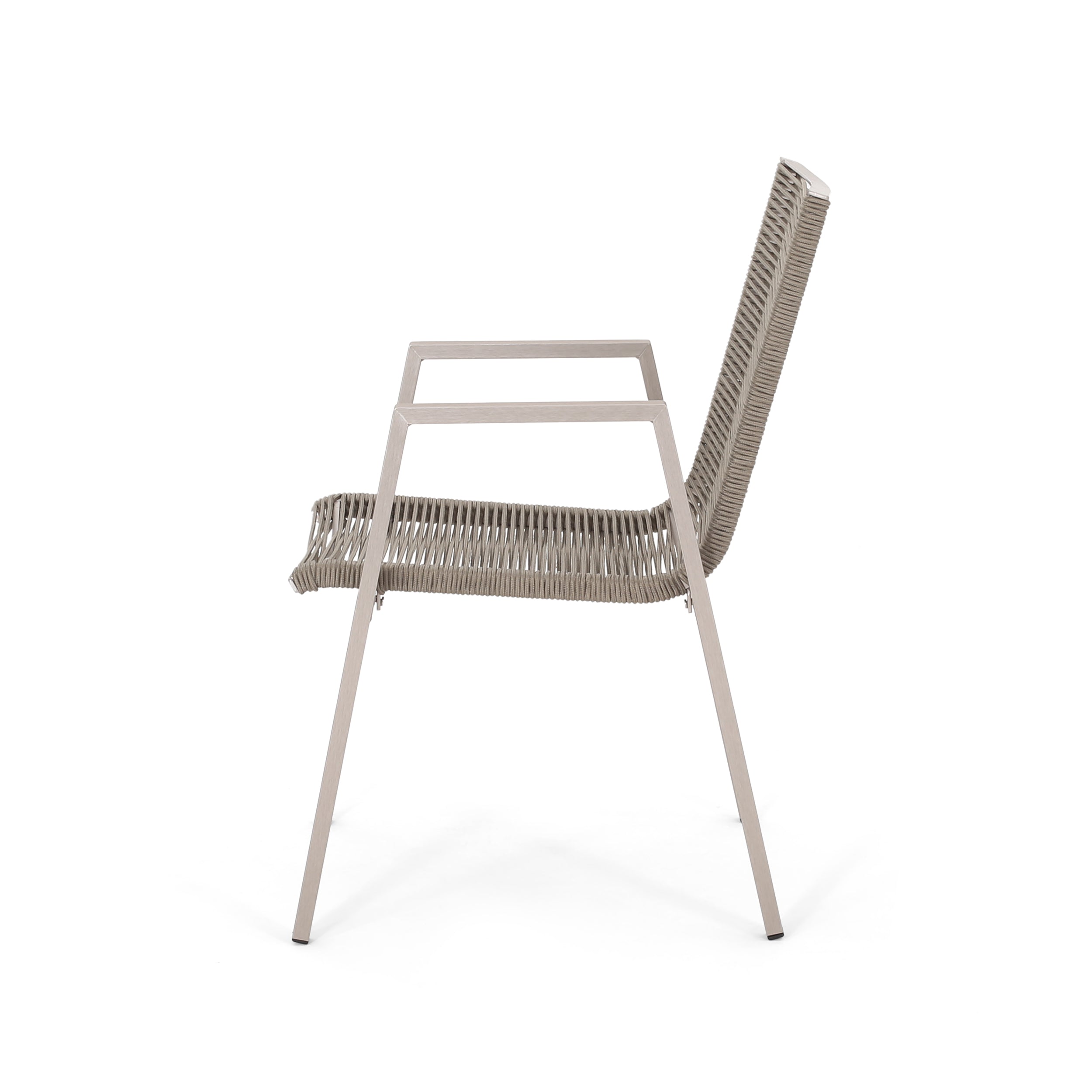 Kalli Outdoor Modern Aluminum Dining Chair with Rope Seat (Set of 2)