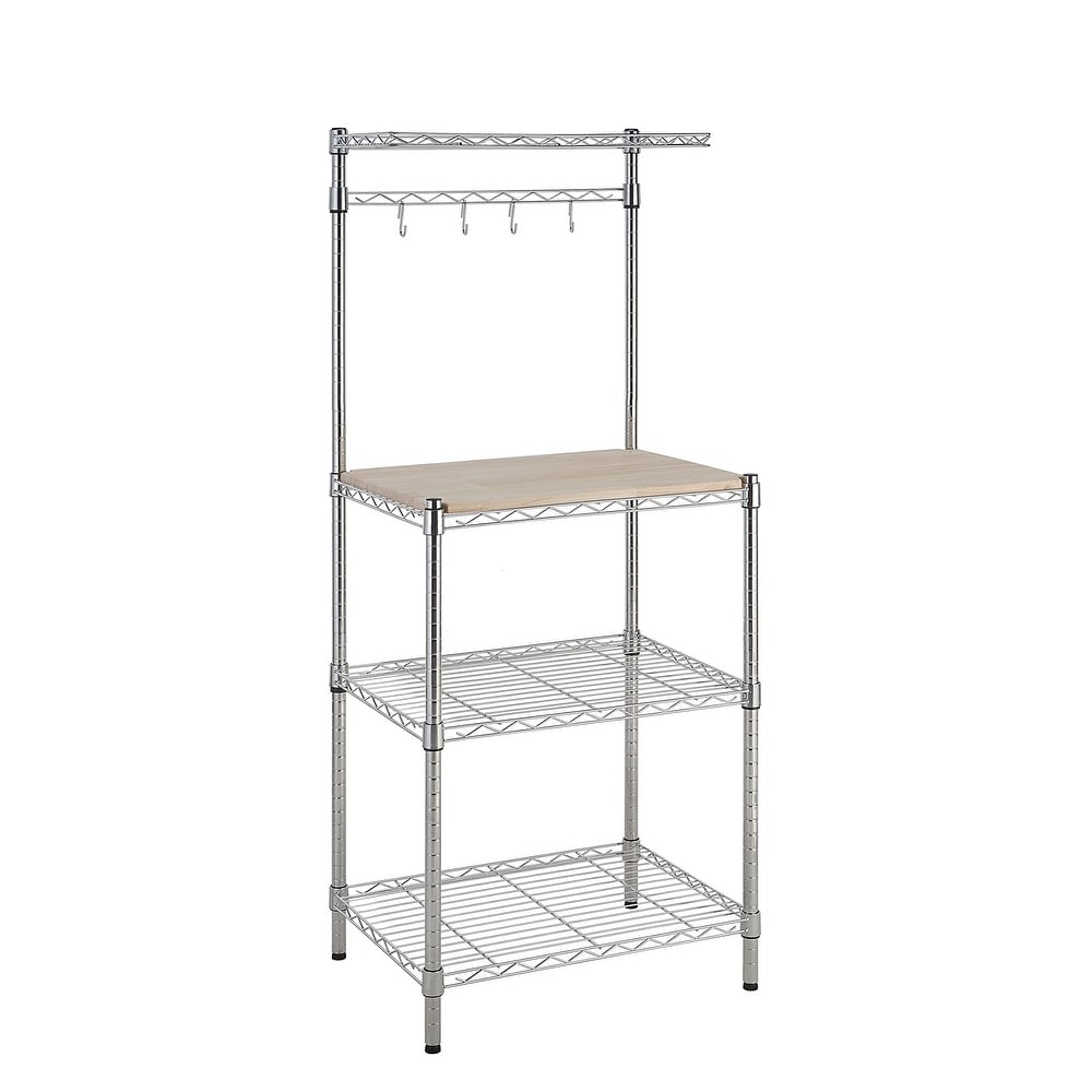 Kitchen Storage Baker's Rack with Removable Top  Chrome/Beige  18\