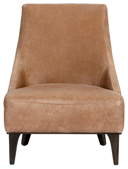 Domina Lounge Chair   Marseille Camel Leather   Transitional   Armchairs And Accent Chairs   by Virgil Stanis Design  Houzz