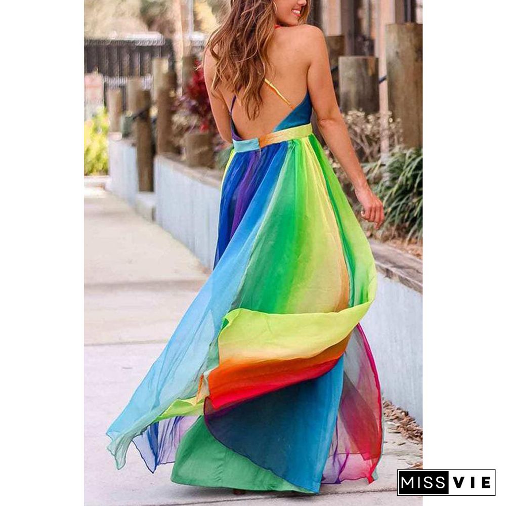 Rainbow Mesh Sling Dress