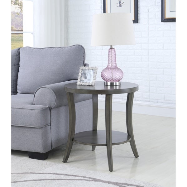 Roundhill Furniture Perth Contemporary Oval Shelf End Table， Gray