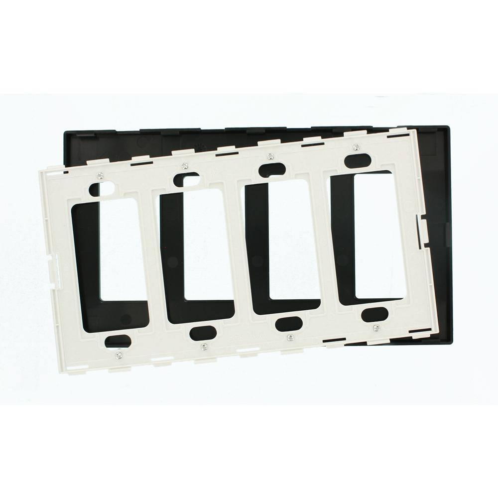 Leviton Black 4-Gang DecoratorRocker Wall Plate (1-Pack) 80312-SE