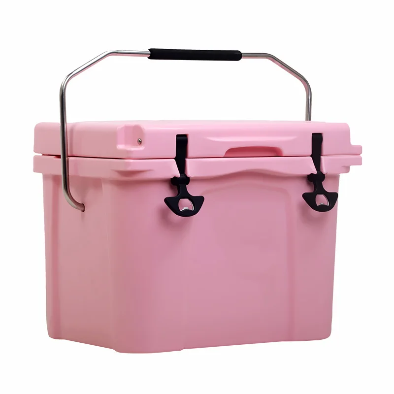 KEYI cute pink 20L cooler box thermal insulated hard cooler for outdoor hiking camping rotomolded cooler