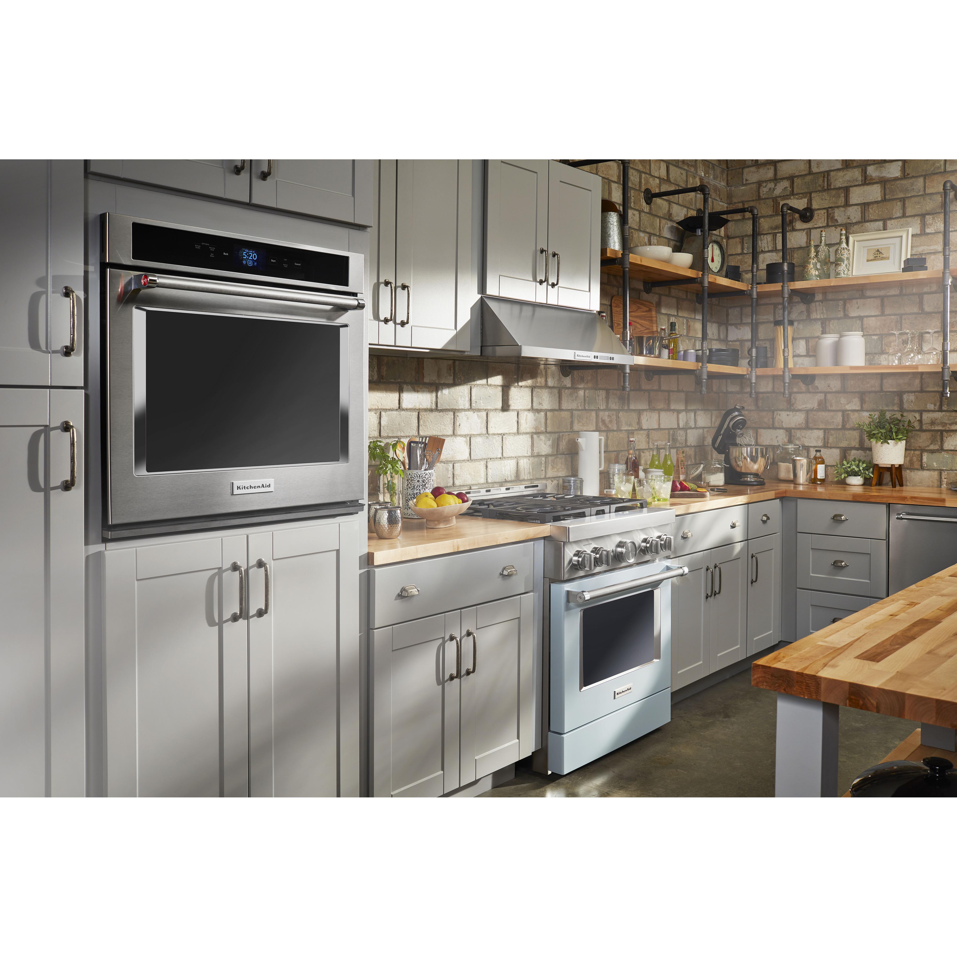 KitchenAid 30-inch Freestanding Gas Range with Even-Heat? True Convection KFGC500JMB