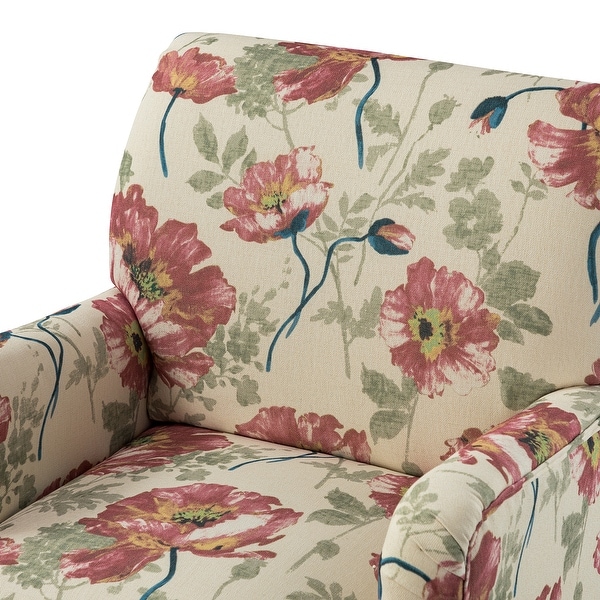 Geltrude Traditional Floral Fabric Design Upholstered Accent Armchair with Nailhead Trim Set of 2 by HULALA HOME