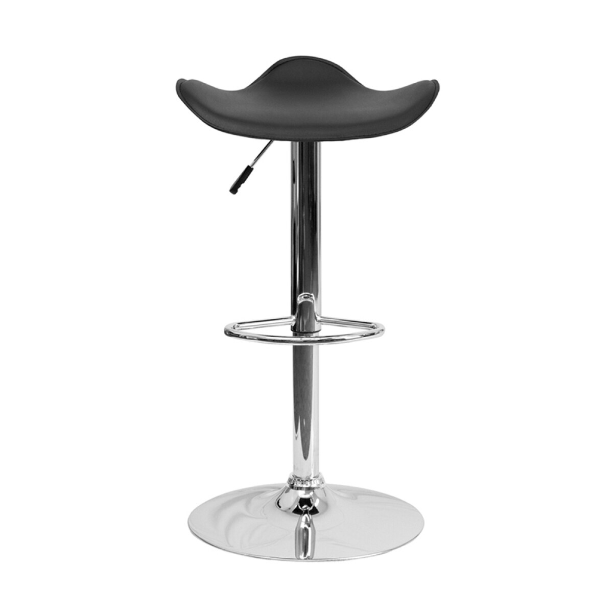 Contemporary Black Vinyl Adjustable Height Bar Stool