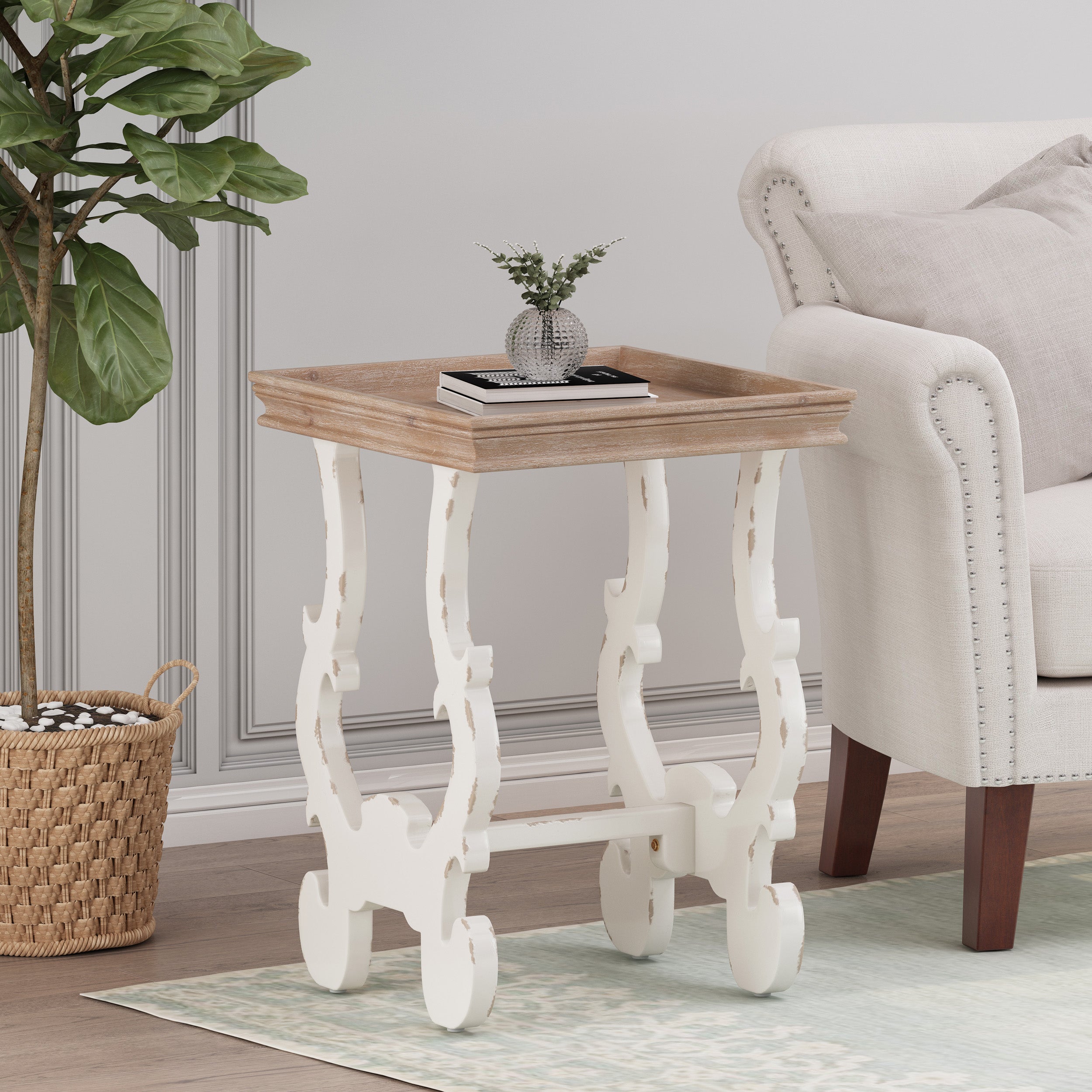 Joplin French Country Accent Table with Square Top