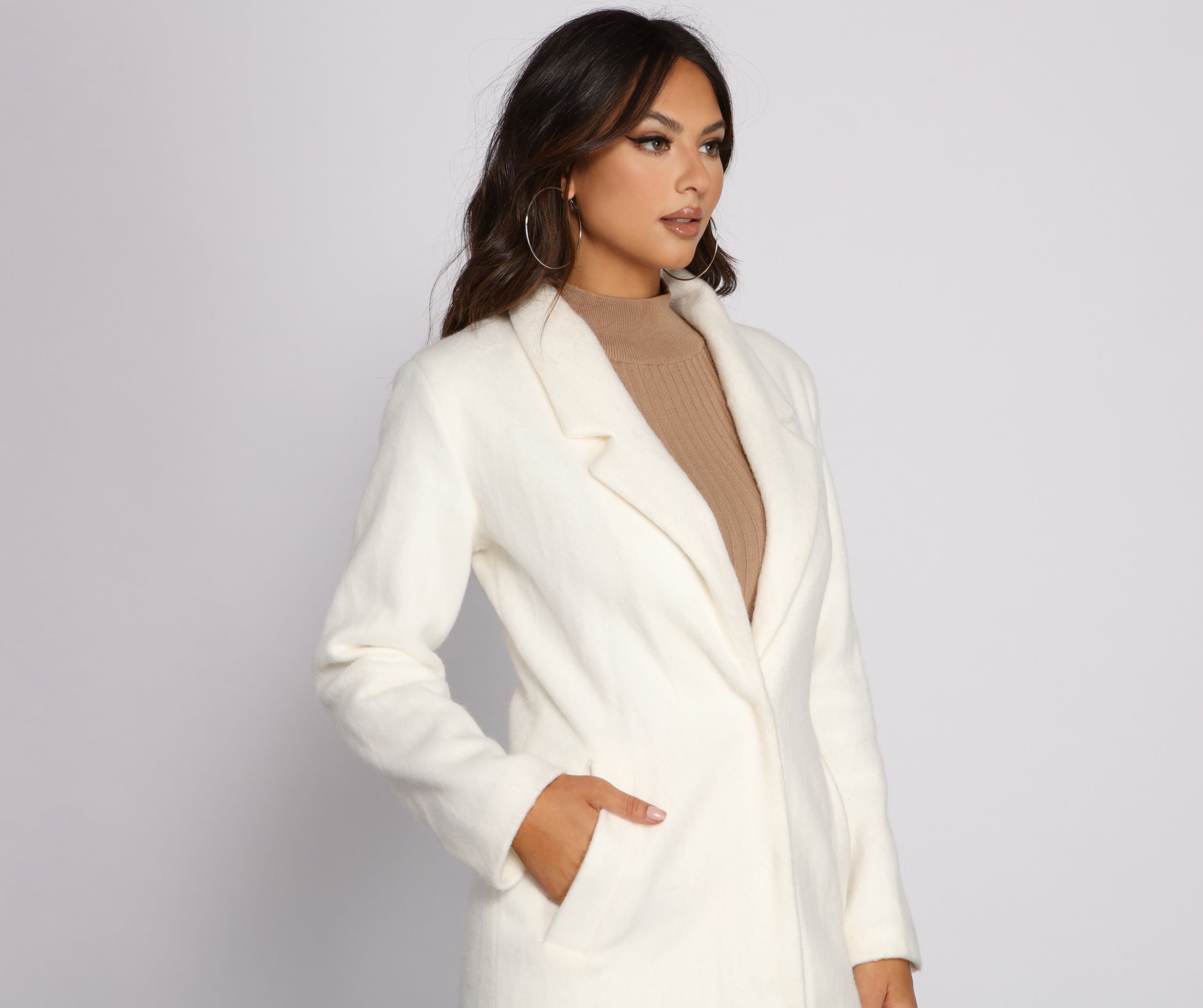 City Glamour Faux Wool Coat