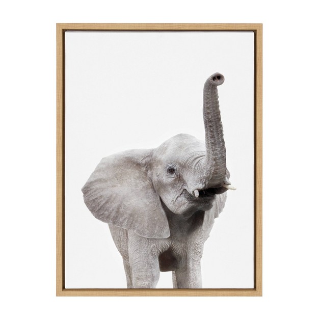 X 24 quot Sylvie Young Elephant Framed Canvas By Amy Peterson Natural Kate amp Laurel All Things Decor