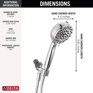 Delta ProClean 6-Spray Wall Mount Handheld Shower Head 1.75 GPM in Chrome 75719