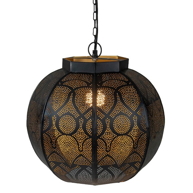 Black And Gold Moroccan Style Hanging Lantern Ceiling Light Fixture