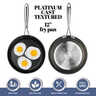 Gotham Steel 12 in. Cast-Textured Aluminum Ti-Ceramic Nonstick Frying Pan in Platinum 7034