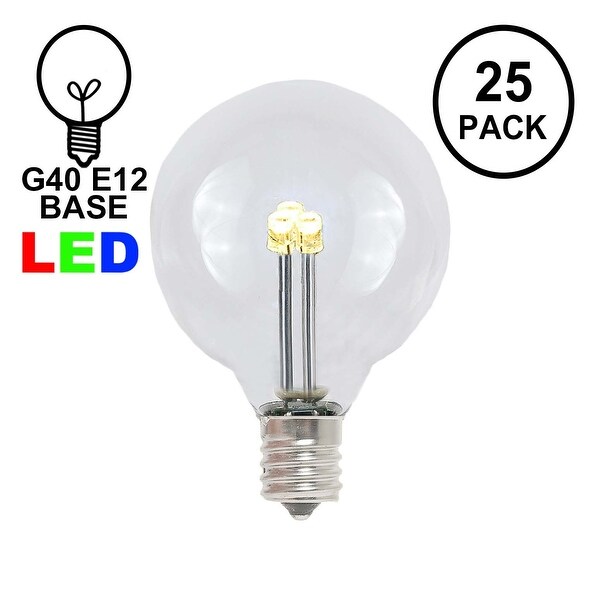 25 Pack G40 LED Outdoor String Light Patio Globe Replacement Bulbs，Warm White