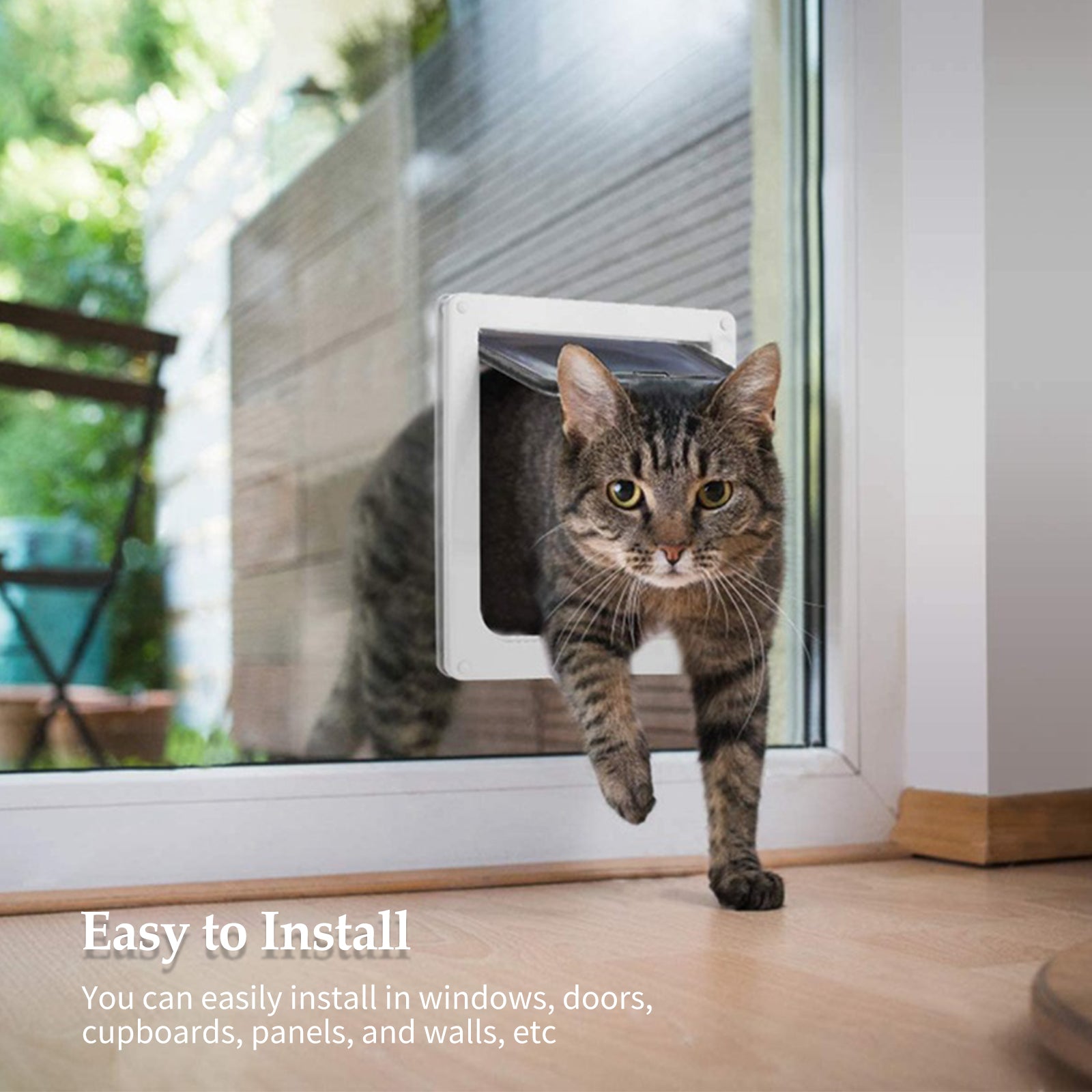 walmeck Cat Door 4 Way Locking Cat Door for Interior and Exterior Doors Interior Cat Flap for Pets Doors for Cat Easy Installation