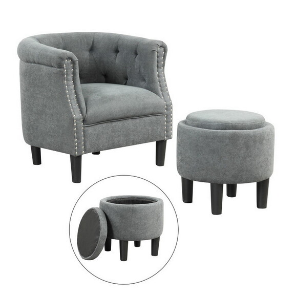 Costway 16735298 Modern Accent Chair with Ottoman ...