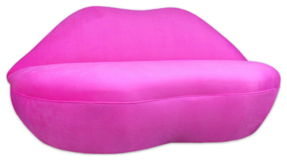 Fuchsia Lip Sofa  Lips Hot Pink Velvet Settee   Eclectic   Loveseats   by Wicked Elements  Houzz