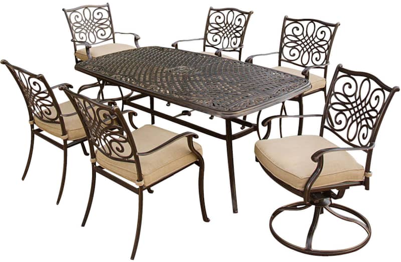 Hanover Traditions 7-Piece Outdoor Dining Patio Set In Natural Oat