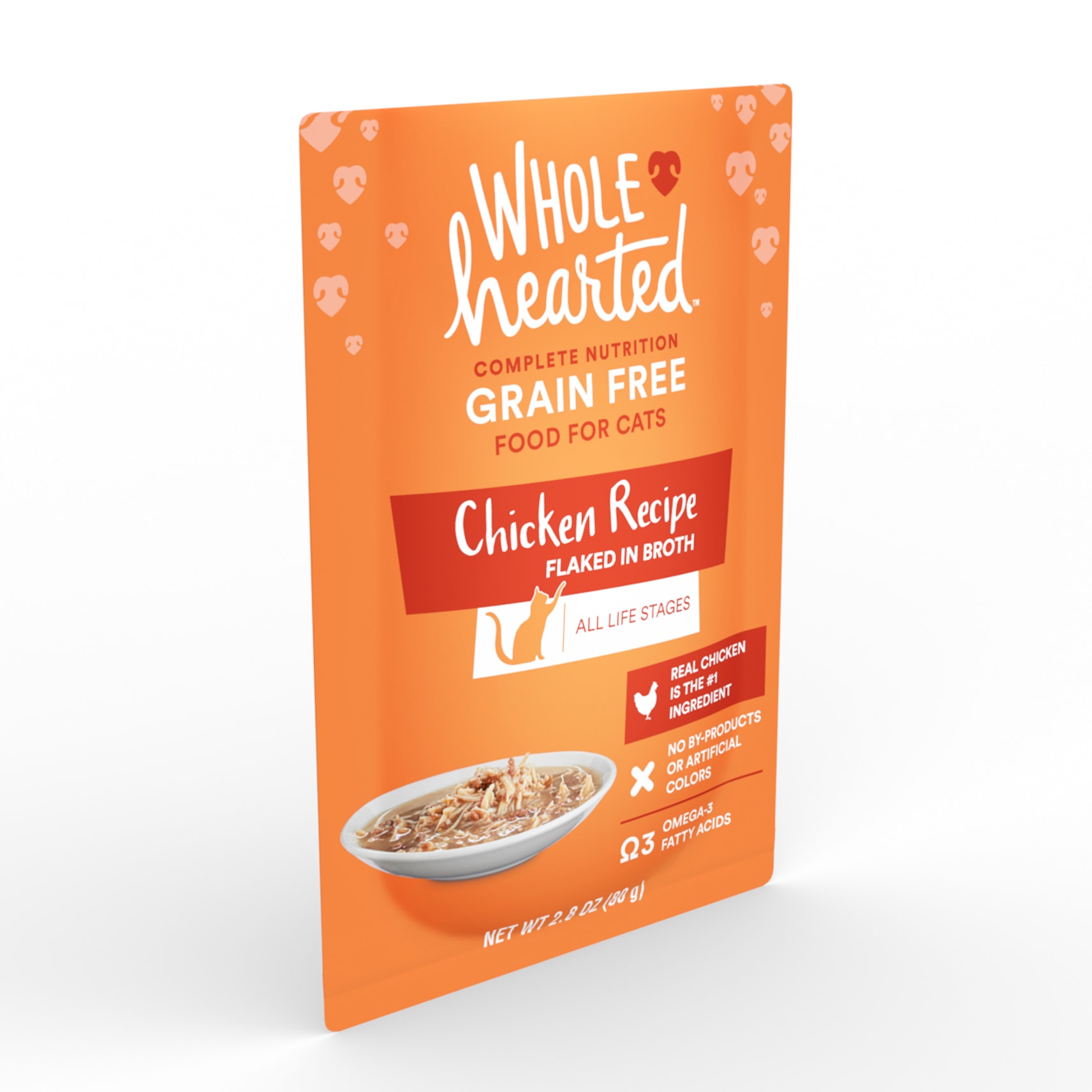 WholeHearted Grain Free Chicken Recipe Flaked in Broth Wet Cat Food， 2.8 oz.， Case of 12