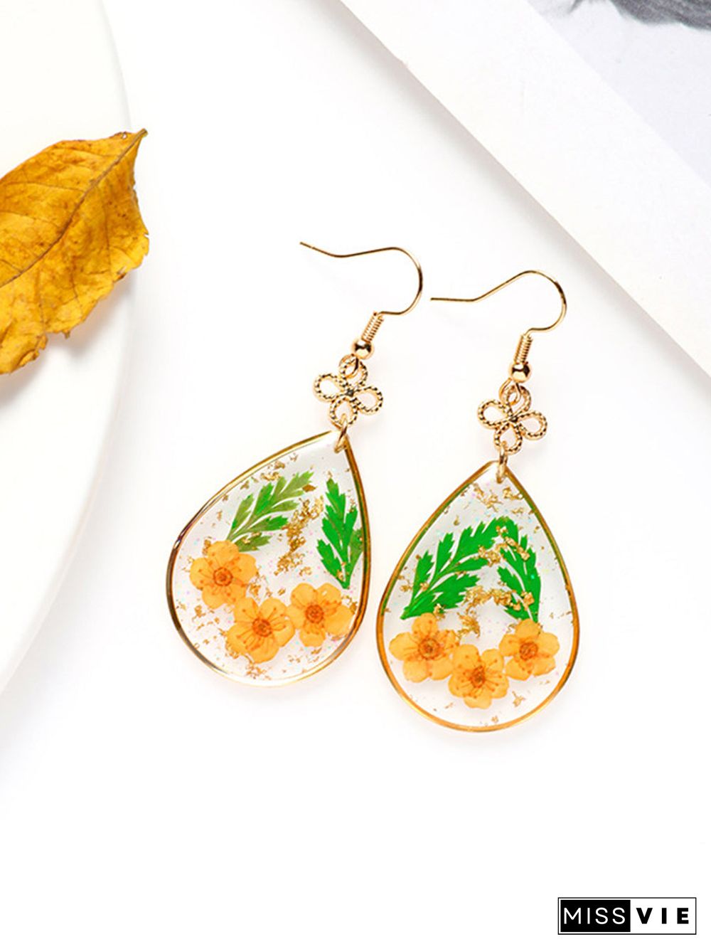 Forget-me-not Resin Gold Foil Earrings