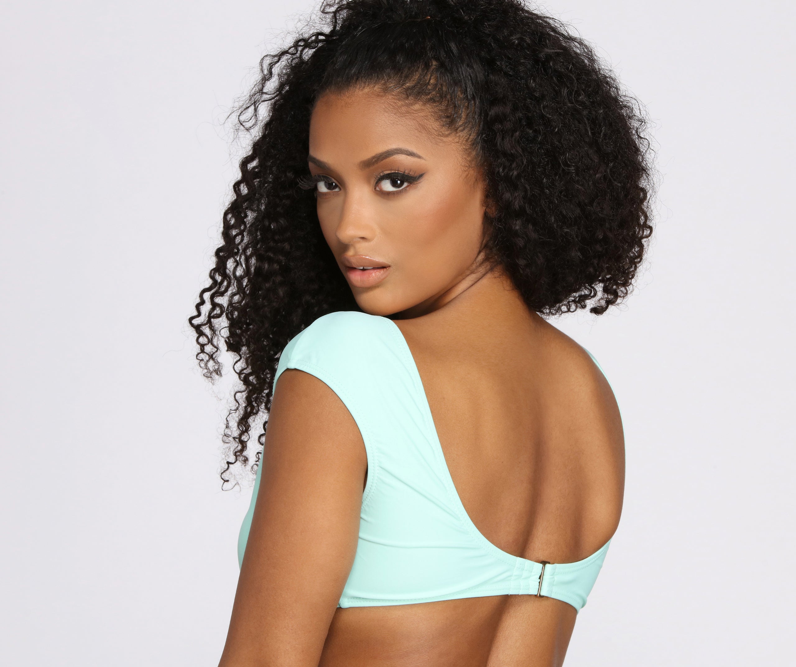 Sea-foam Tie Front Swim Top