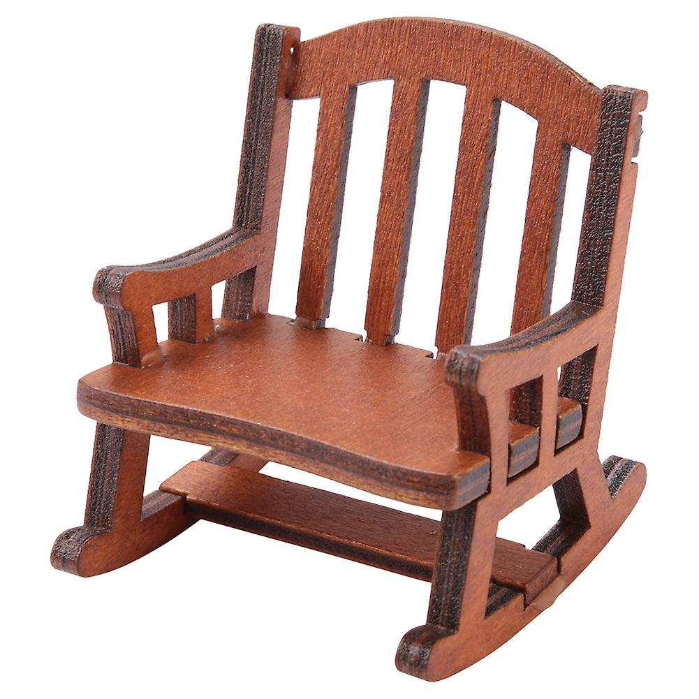 1:12 Dollhouse Miniature Furniture Wooden Rocking Chair For Dolls House Decor Toys