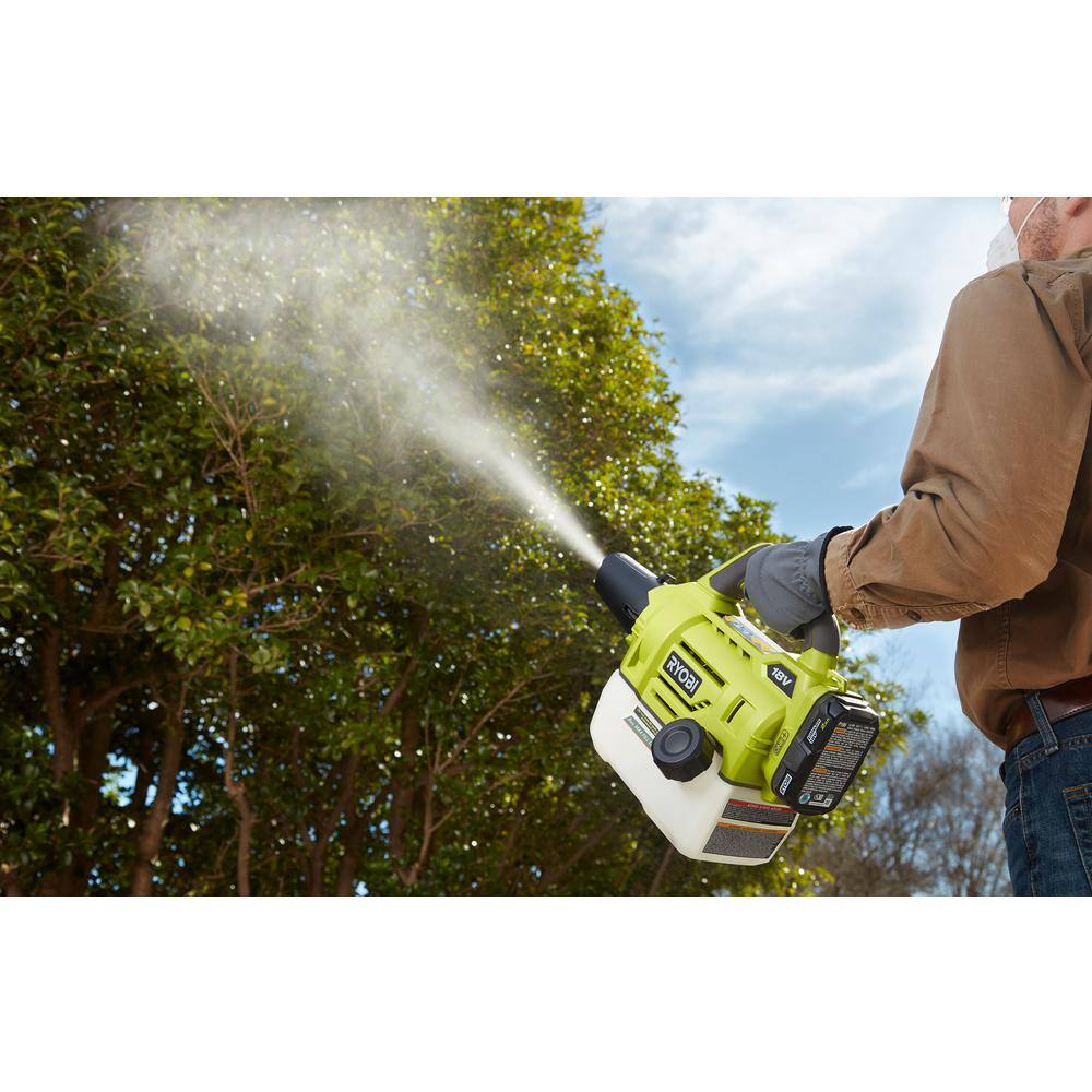 RYOBI ONE+ 18V Cordless Battery FoggerMister with 2.0 Ah Battery and Charger P2850