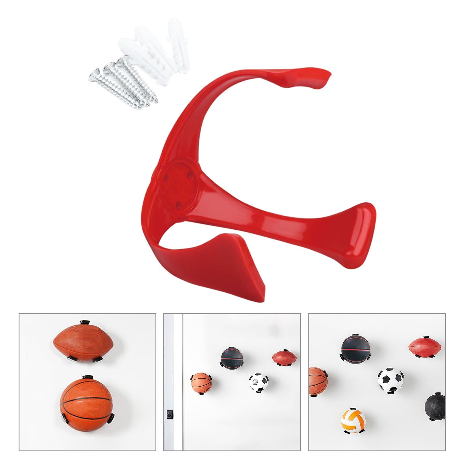 Wandmontiertes Balllagerregal， Dekoration， Bohren， Installationsunterstützung， Display， Leichtes Regal， Ballhalter， Klaue Für Basketball， Fußball Red