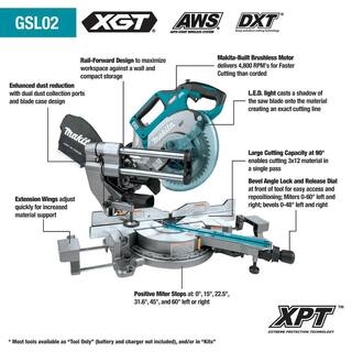 Makita 40V Max XGT Brushless Cordless 8-12 in. Dual-Bevel Sliding Compound Miter Saw AWS Capable (Tool Only) GSL02Z