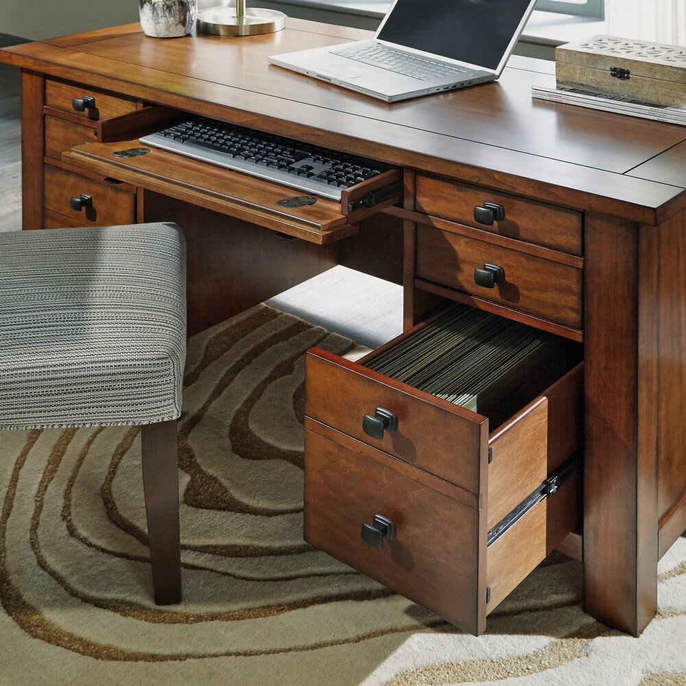 Tahoe Aged Maple Executive Pedestal Desk