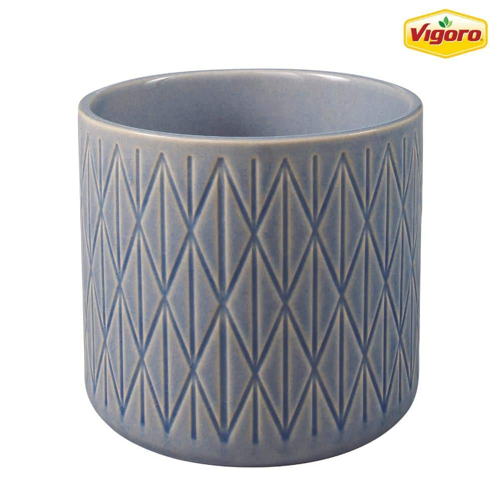 Vigoro 4.8 in. Malibu Small Blue Textured Ceramic Pot (4.8 in. D x 4.3 in. H) CT1743S-GSBL