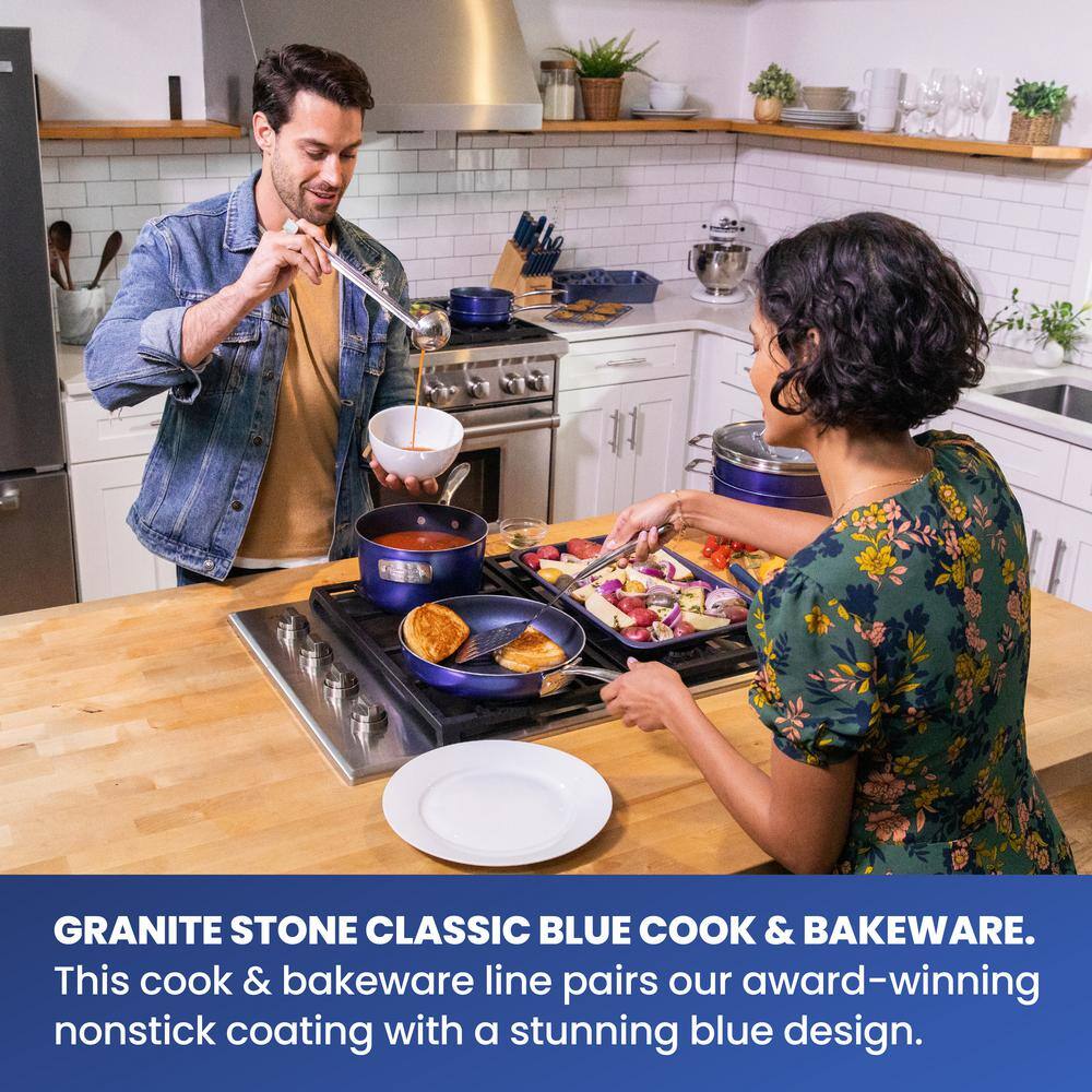 GRANITESTONE Classic Blue 15-Piece Aluminum Ultra-Durable Non-Stick Diamond Infused Cookware and Bakeware Set 7522