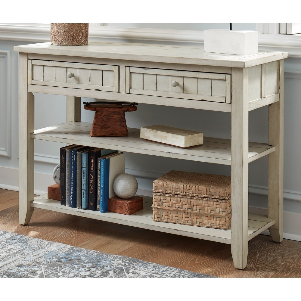 The Gray Barn Distressed Solid Wood Sofa/ Media Console Table with Drawers