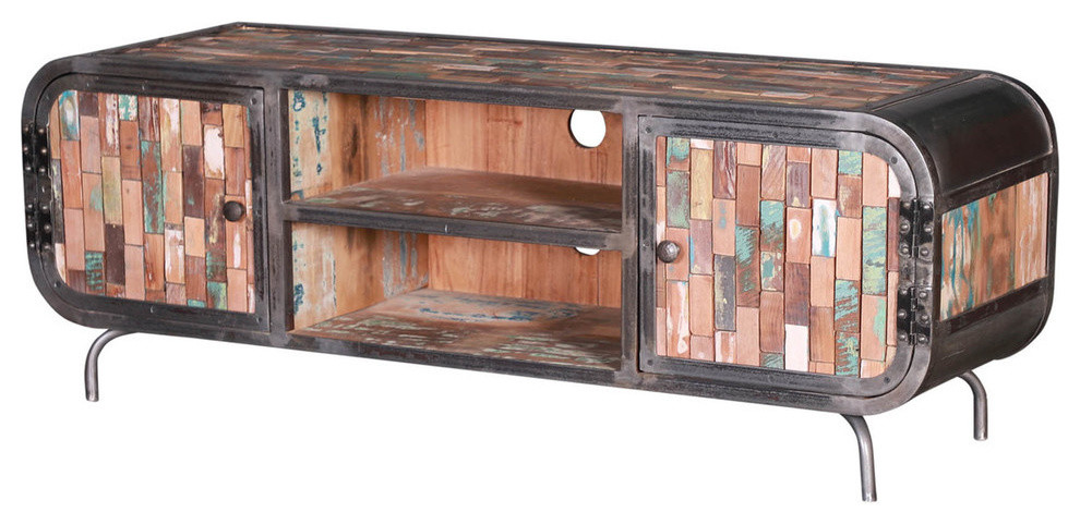 Canjilon Reclaimed Wood Furniture Industrial TV Media Console   Industrial   Entertainment Centers And Tv Stands   by Sierra Living Concepts Inc  Houzz