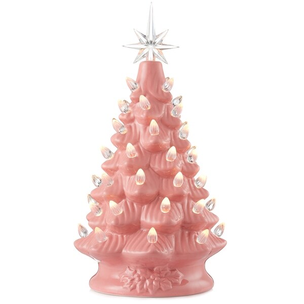 12 Hand Painted Ceramic Christmas Tree，PreLit Tree with Star