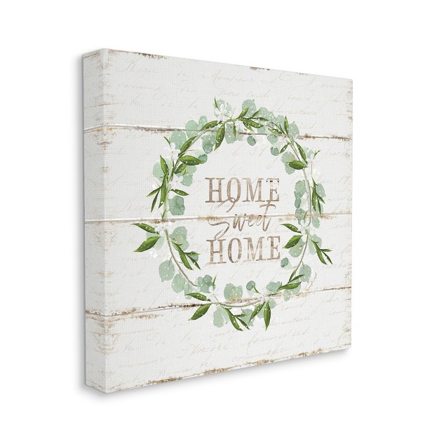 Stupell Industries Sweet Home Greeting Eucalyptus Wreath Rustic Plank Pattern