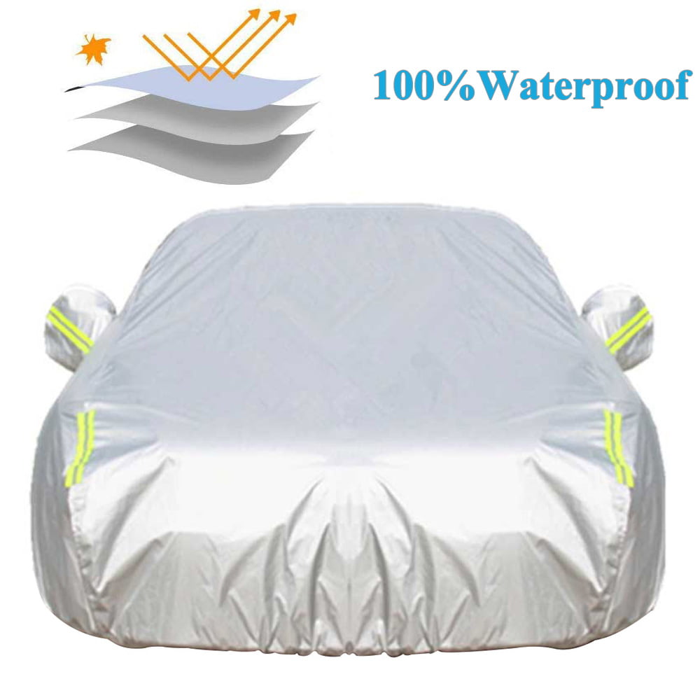 Car Cover Waterproof All Weather，Waterproof Taffeta+Silver Coating Sedans Up To 188.9 Inches