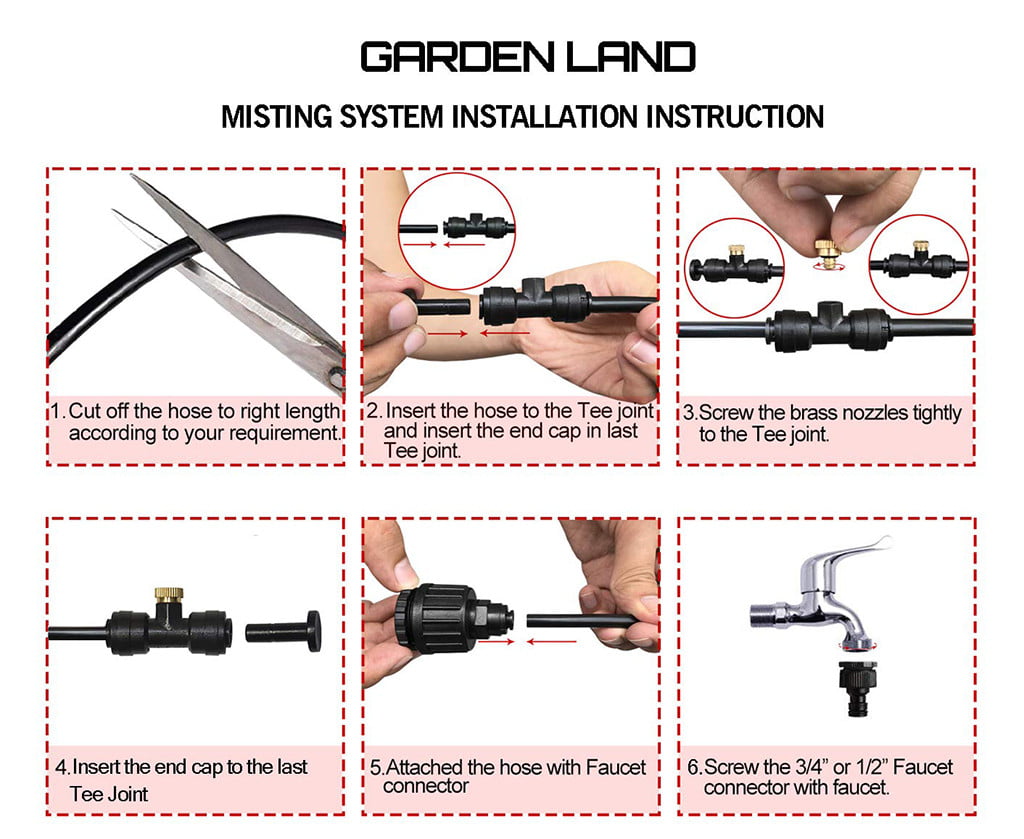 TANGNADE Outdoor Misting Misters Cooling System 33.3Ft Misting Line For Patio Fan Garden