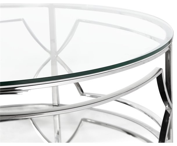 Pangea Home Edward Metal Round Coffee Table with Glass in Silver   Contemporary   Coffee Tables   by Homesquare  Houzz