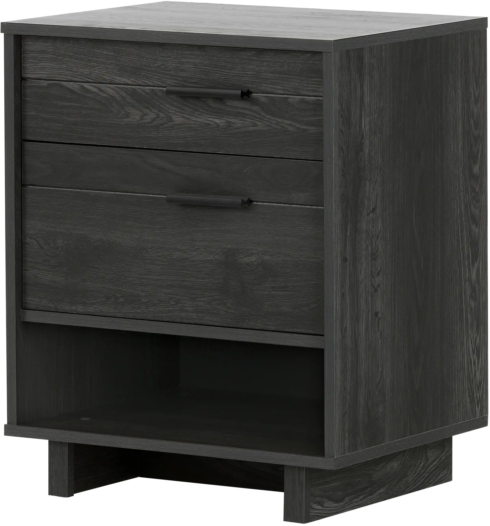 Modern Gray Oak Nightstand with Sliding Shelf - South Shore