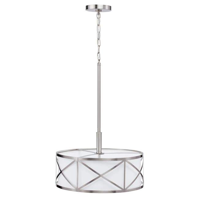 Kichler 34720 Edenbrook 3-Light Brushed Nickel Modern/Contemporary Etched Glass Drum Pendant Light