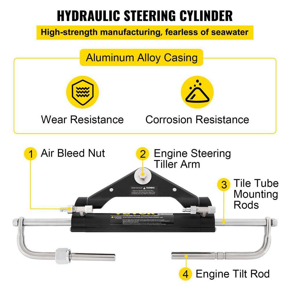 VEVOR 150HP Hydraulic Outboard Steering Kit with two lengths of 20 ft. hose Boat Marine System XWYYFXB150HPZXBTJV0