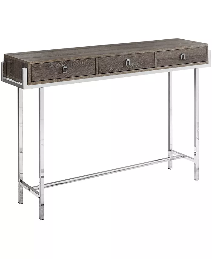 Monarch Specialties Chrome Metal 48L Accent Table in  Dark Taupe