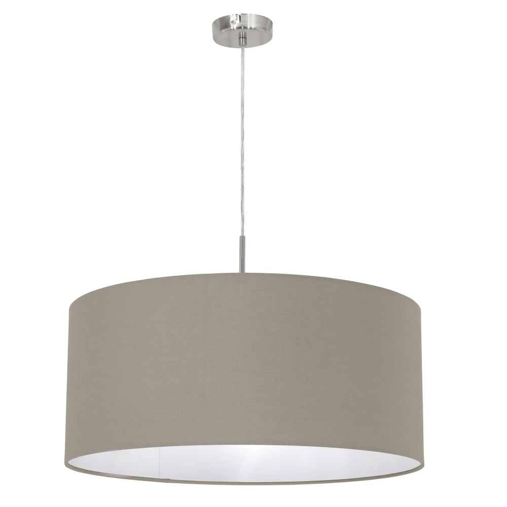 Eglo 31576 Pasteri Matt Taupe Fabric Modern 1 Lamp Round Single Pendant 530mm